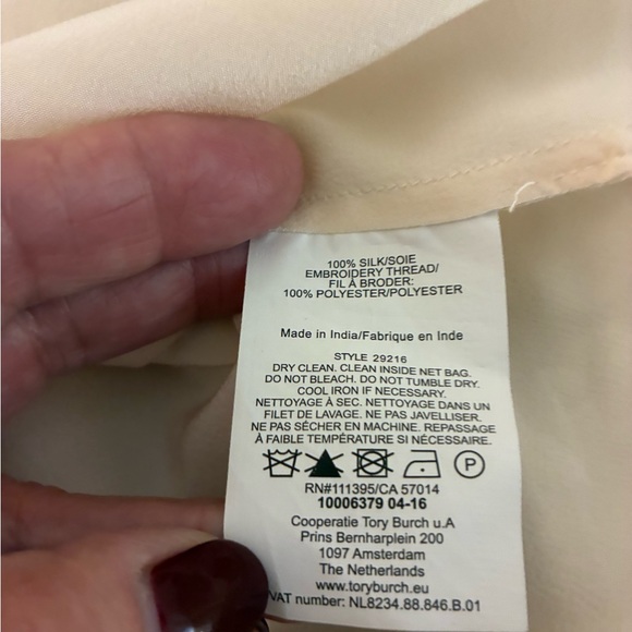 Tory Burch Layla Silk Embroidered Sequin Blouse Cream 6 - Picture 11 of 15